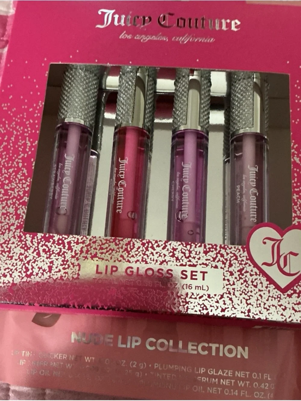 Juicy Couture Nude Lip Collection 4-Piece Gloss Set in Pink, Red, Purple, Mauve